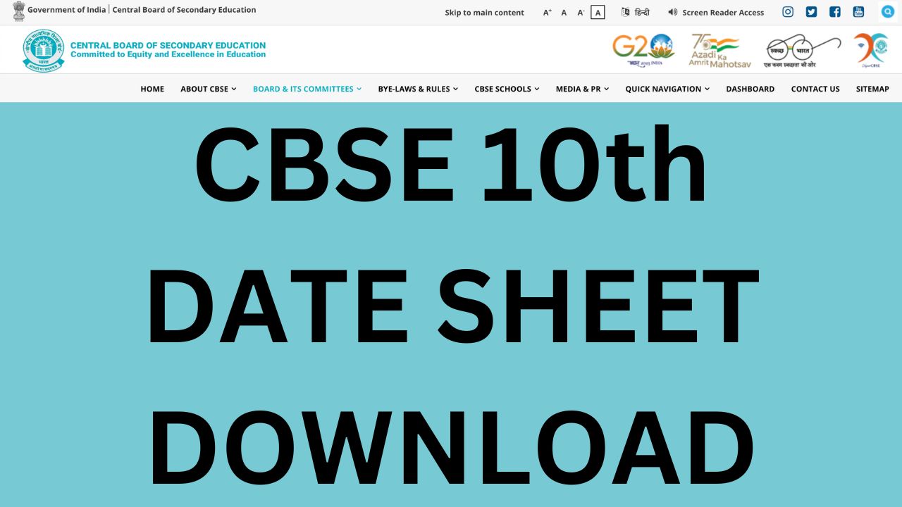 CBSE 10th Class Date Sheet 2025