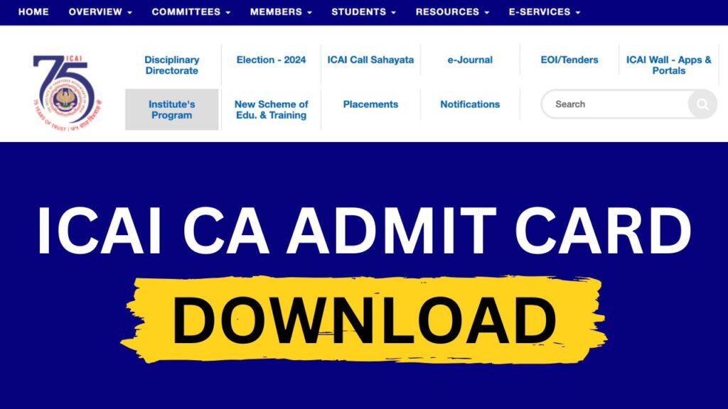 ICAI CA ADMIT CARD DOWNLOAD