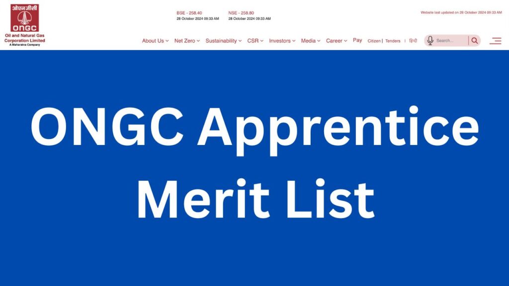 ONGC Apprentice Merit List