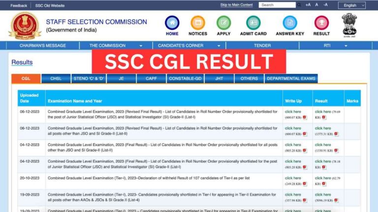 Ssc Cgl Result Tier Cut Off Marks Merit List Ssc Nic In